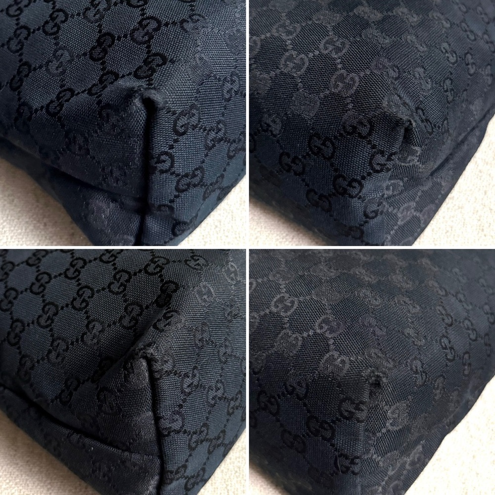 Gucci authentic black monogram canvas messanger bag unisex ribbon strap - Picture 15 of 16